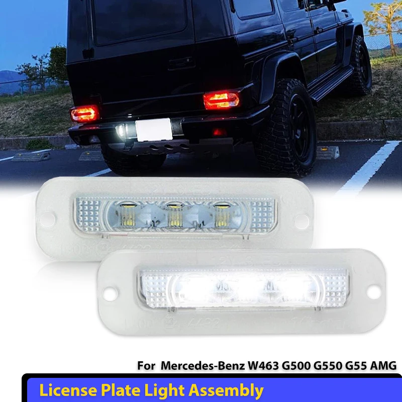 

2Pcs LED License Plate Lights for 1990-2012 Mercedes G-Class Benz W463 G500 G55 G550 LED Tag Light Assembly