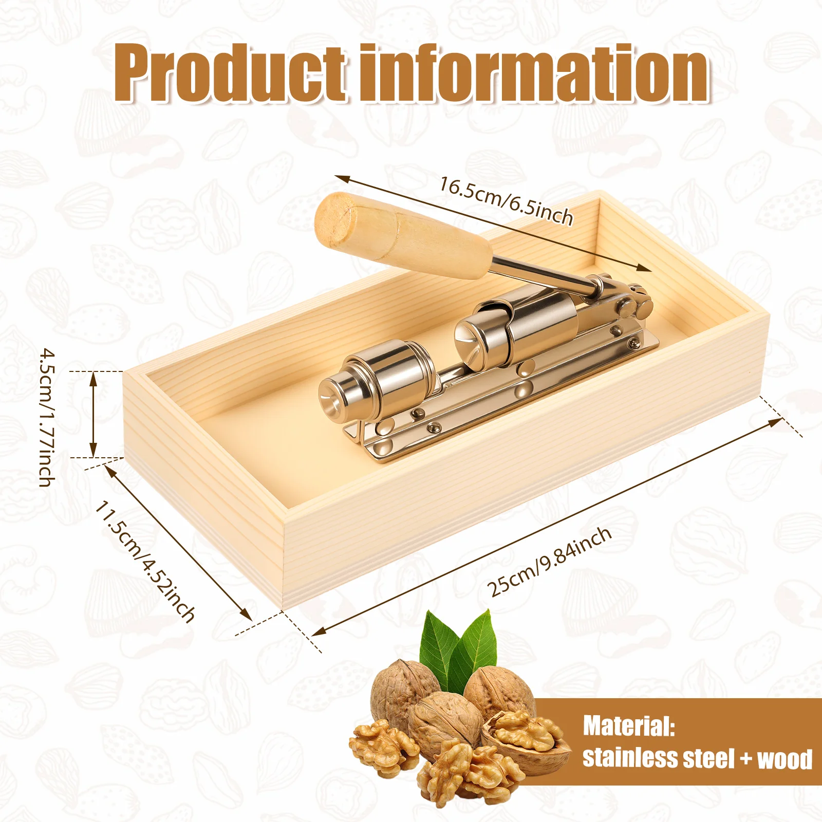 Pecan Cracker Nut Cracker Opener Tool Adjustable Nutcracker Tool Manual Nut Cracker for Walnuts Pecans Hazelnuts Almonds