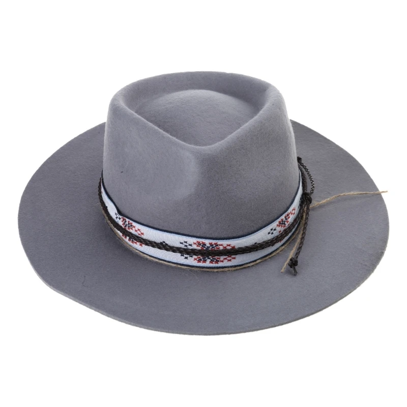 Classical Outback Hat for Women Men with Woven Belt Panama Hat Magicians Hat Wool Hat Cosplay Costume Adult Dress Up Hat