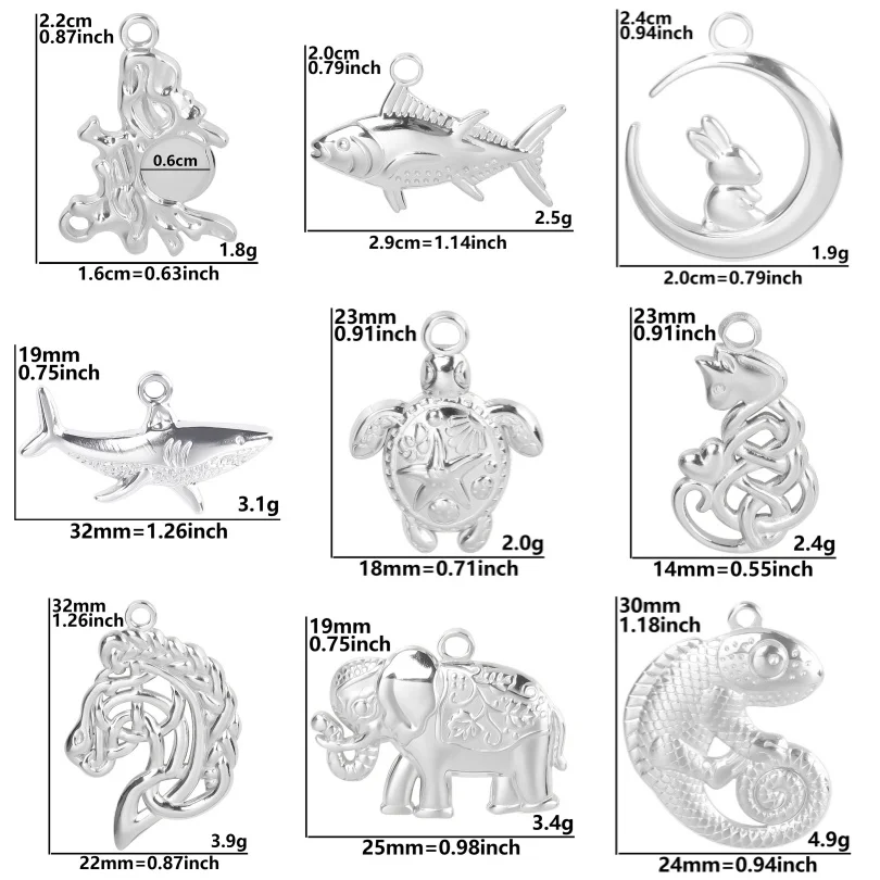 5PCS Fashion Animal Totem Handmade Pendant Can Be DIY Jewelry Craft Supplies Bracelet And Key Chain Accessories