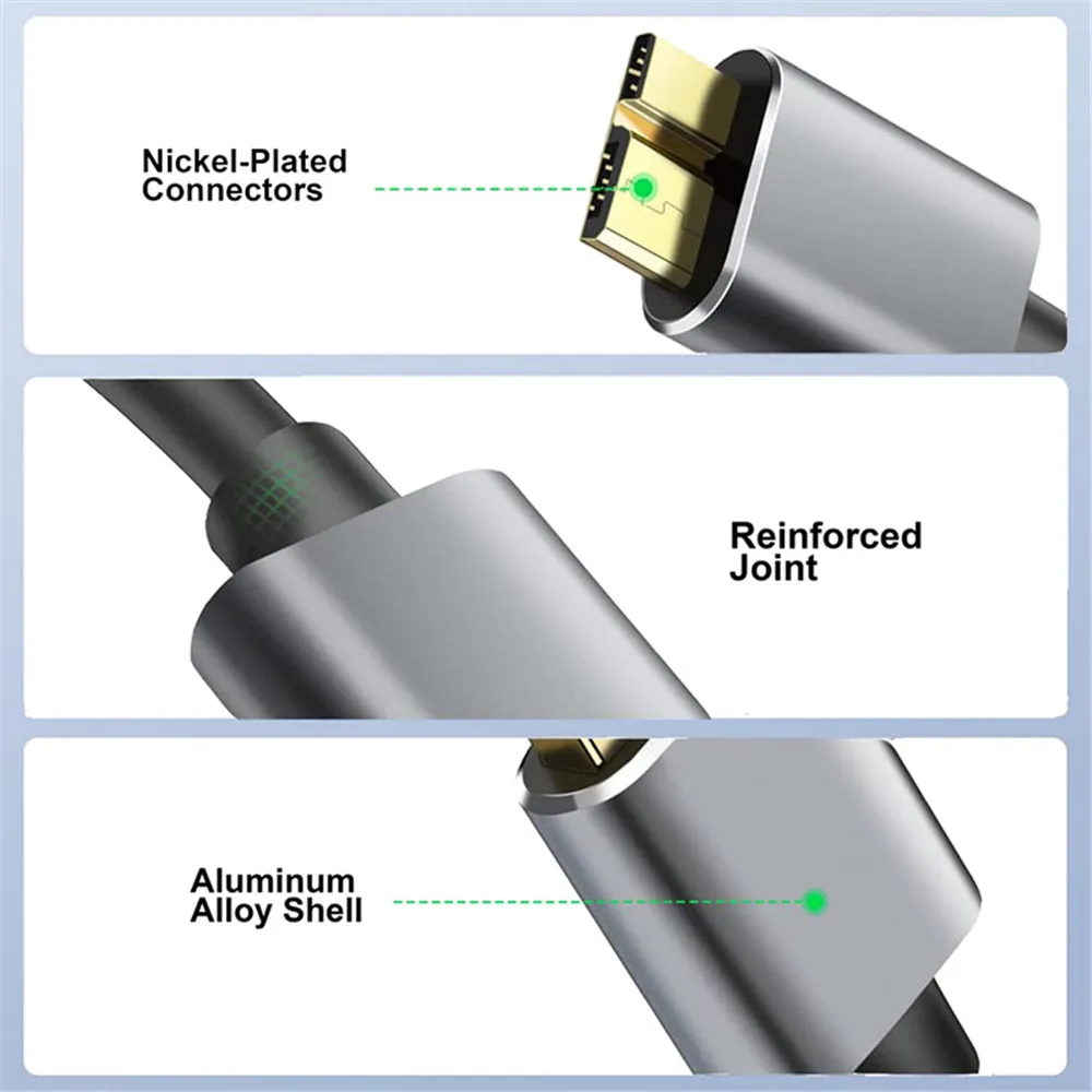 Hard Drive External Cable USB Micro B Cable HDD Cable Micro Data Cable SSD Sata Cable for Samsung Hard Disk Micro B USB3.0 Cable