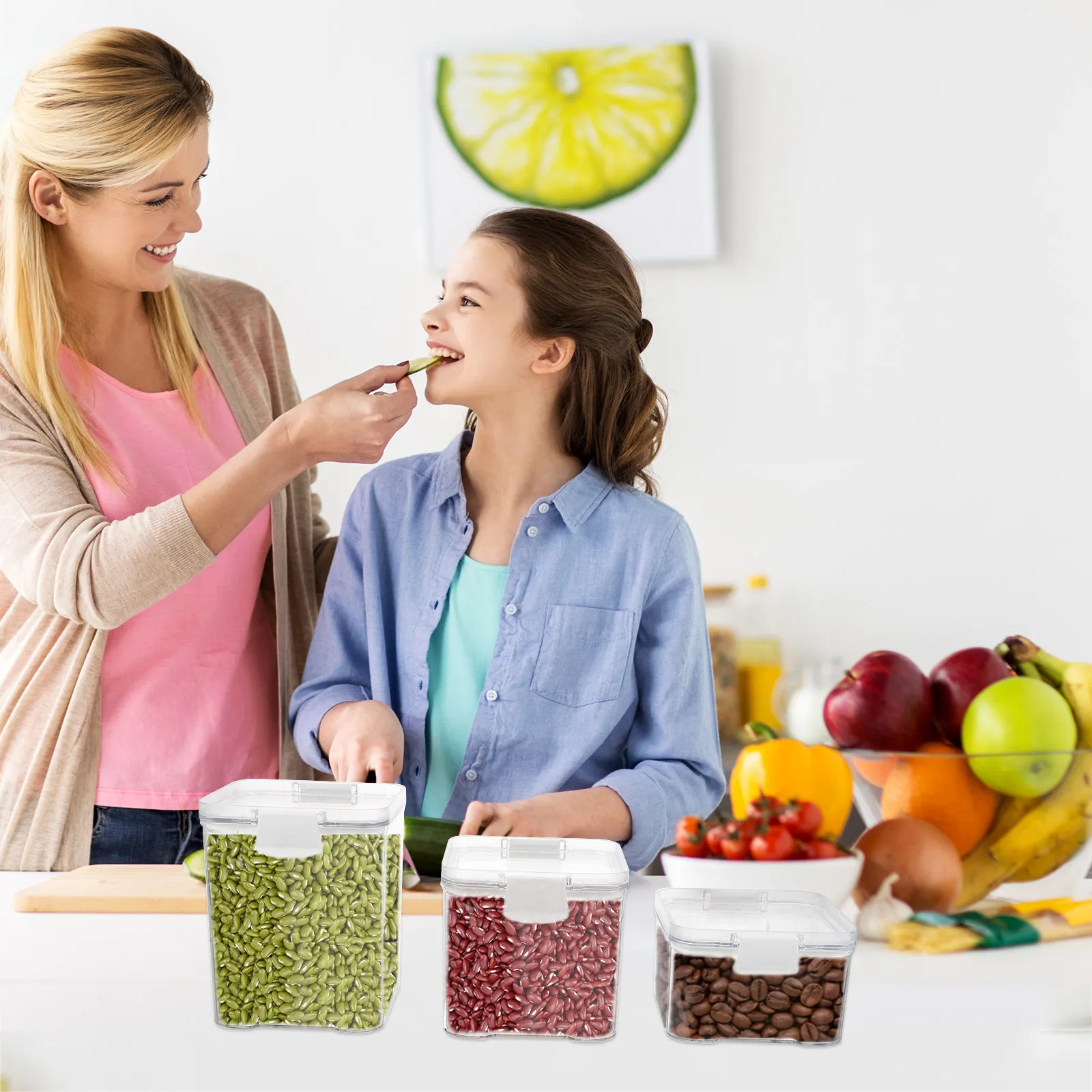 

Набор из 3 пластиковых контейнеров для хранения продуктов: прозрачные герметичные банки для круп, орехов, конфет