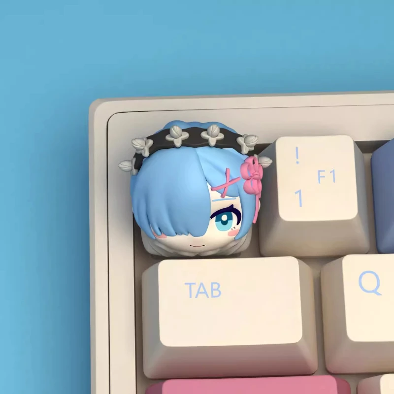 Re: Zero Creating Life in Another World Theme Cartoon Anime Keycaps Kawaii Rem Resin Keycap for Mechanical Keyboard Art Key Caps