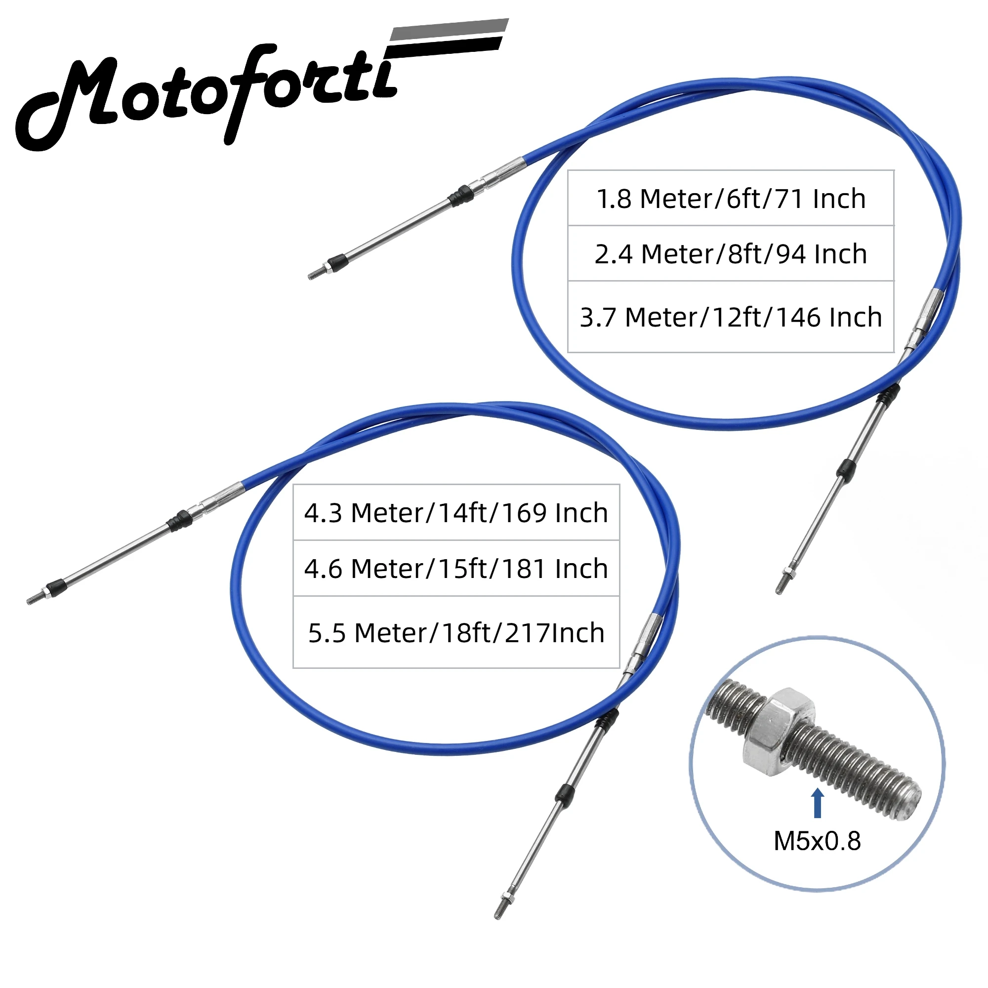 71 94 146 169 181 217 Inch Marine Throttle Shift Remote Control Box Cable for Outboard Engine Boat Motor Steering System Blue