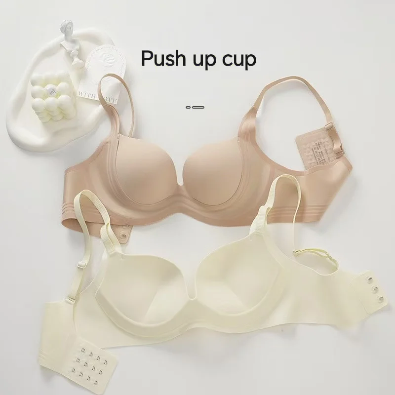 

Бесшовный бюстгальтер пуш-ап 2025 года, небольшая грудь, увеличивающий, антипровисающий, тонкий верх, толстая подошва, нижнее белье без косточек для женщин