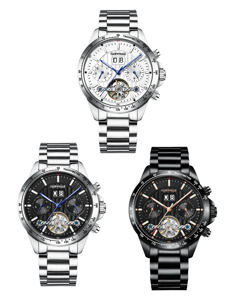 

40mm Stainless Steel Automatic Watch Sapphire Crystal Glass Luxury Watches Install Automatic Movement Men Transparent back Watch