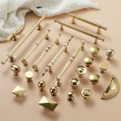 European Solid Brass Handles for Cabinets and Drawers Bright Gold Luxury Handles for Furniture Dresser Shoe Cabinet Pulls
