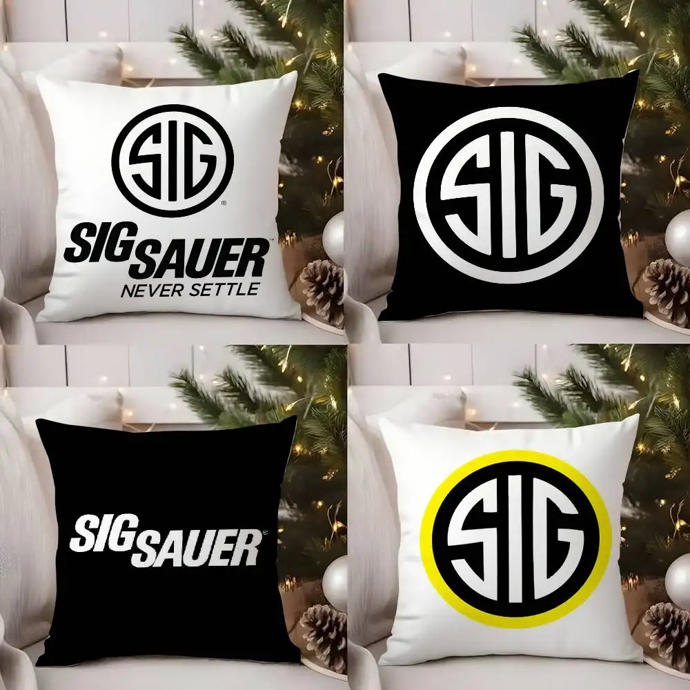 

Brand S-Sig Sauer Pillow Case Office Sofa Dorm Chair Back Short Plush Double-sided Printing Home Cushion Cover