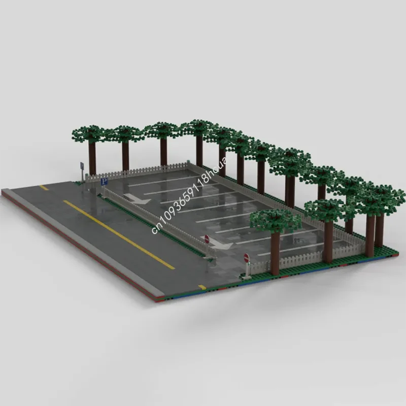 1280pcs MOC Tempat Parkir Model Kota Blok Bangunan Rakitan Kreatif Mainan Kerajinan Bata Modular Arsitektur Anak-anak Hadiah Natal