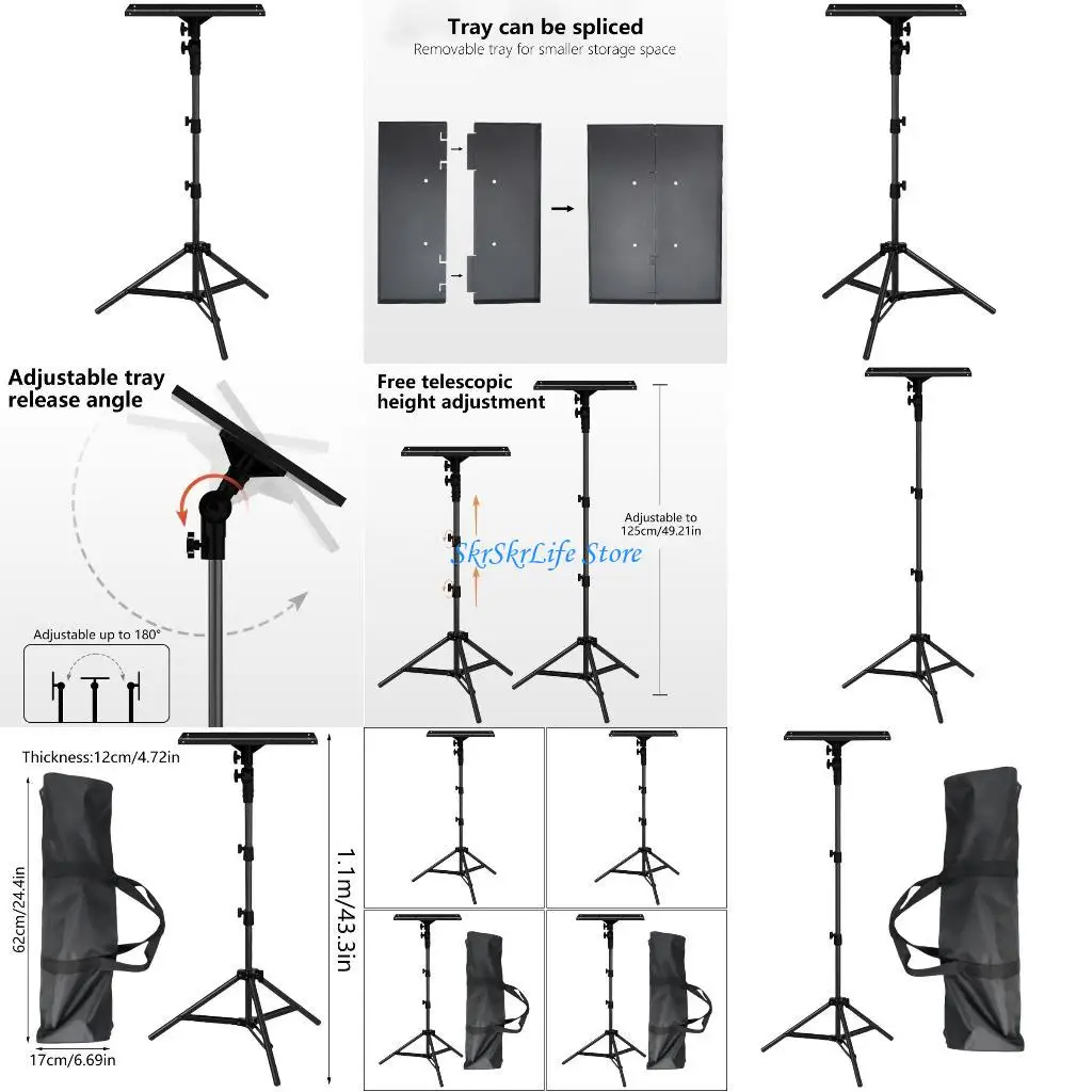 

E65E Портативный держатель для проектора Подставка для оборудования с большой платформой, регулируемая для различных дисплеев,