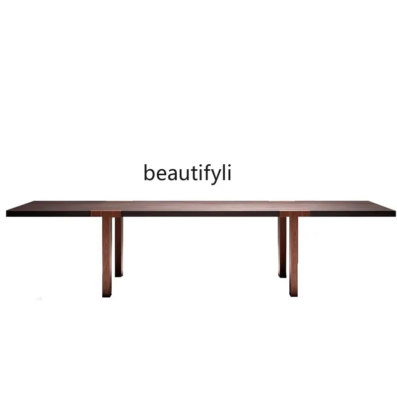 

Nordic simple solid wood dining table rectangular medieval design desk wabi sand wind negotiation long desk