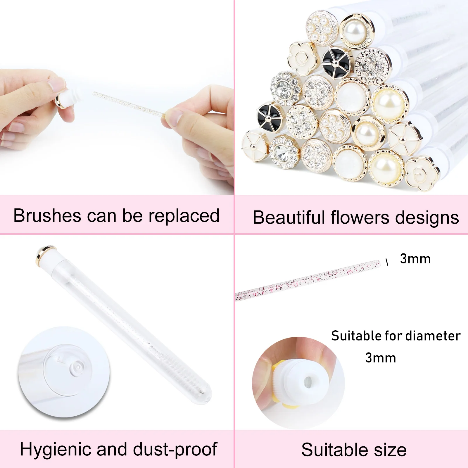 Mascara Wands Tube 20pcs Reusable Lash Spoolies Pear Diamond Tube Eyelash Brush Tubes Spoolies Lash Extension Brushes Applicator
