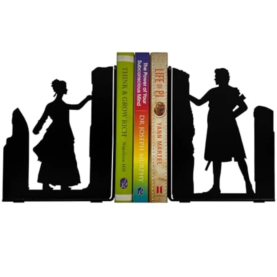

Decorative Couple Bookends, Metal, Unique, Non Skid - 7 Inch Tall for Home/Office Decor