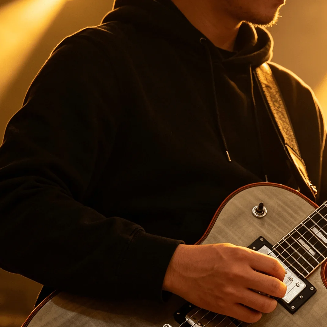 Orange Electric Guitar, 39-inch, 6-string, dual pickups, rosewood fingerboard, mahogany body, chrome hardware view 3