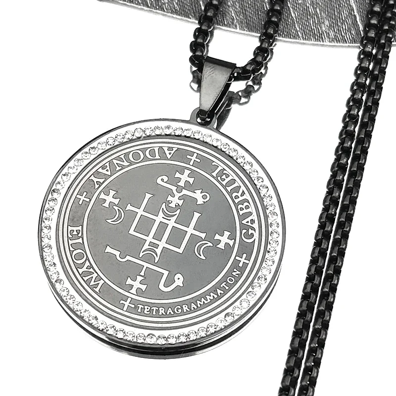 Sieben Erzengel GABRIEL Siegel Solomon Amulett Siegel von Angelic Halskette Edelstahl Gold Farbe Strass Kette Schmuck Geschenk – Detail 5