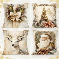 4pcs Gold Christmas Santa Reindeer Throw Pillow Cover Xmas Ornaments for Bedroom Living Room Decor Christmas Decoration 2025