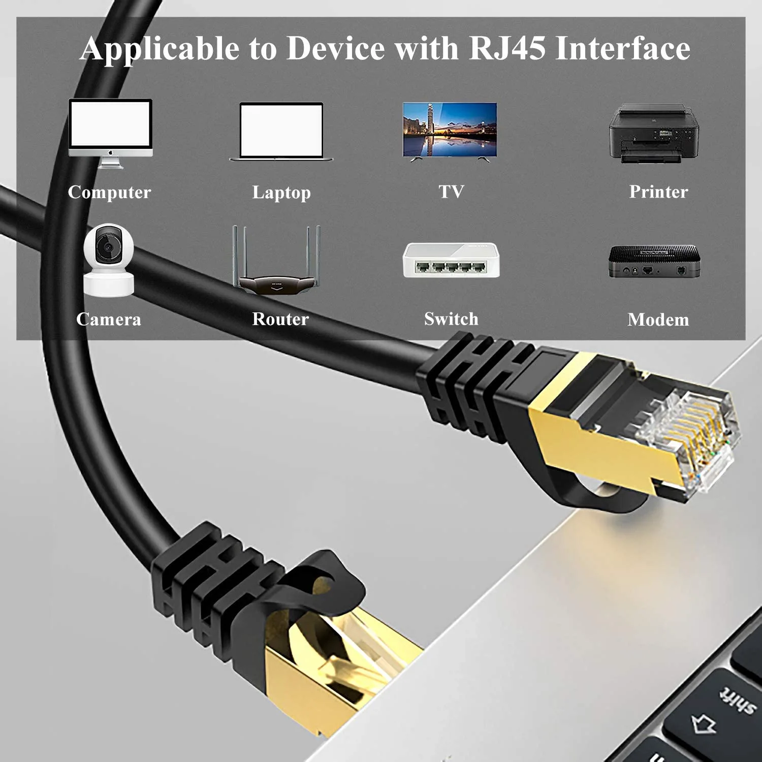 40gbps 2000MHz okrągły przewód Lan Ethernet 1m 15m Cat 8 7 RJ45 Cat7 Cat8 kabel Ethernet rj 45 przewód sieciowy do laptopów PS 4 Router