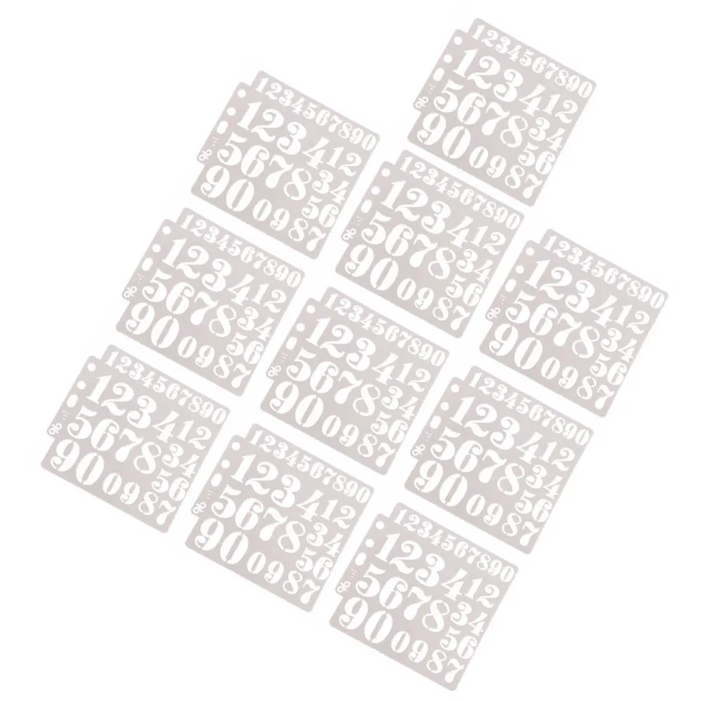 

10pcs Drawing Stencil Set Hollow Number Design Art Painting Template Craft Scrapbooking Diy Cake Coffee Decor Eco-Friendly
