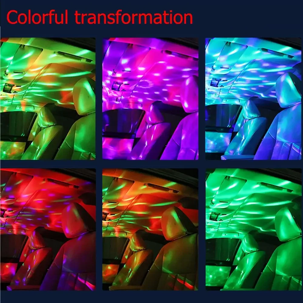 Car USB Ambient Light DJ RGB Mini Colorful Music Sound Led IOS 5V Interface Holiday Party Atmosphere Interior Dome Trunk Lamp