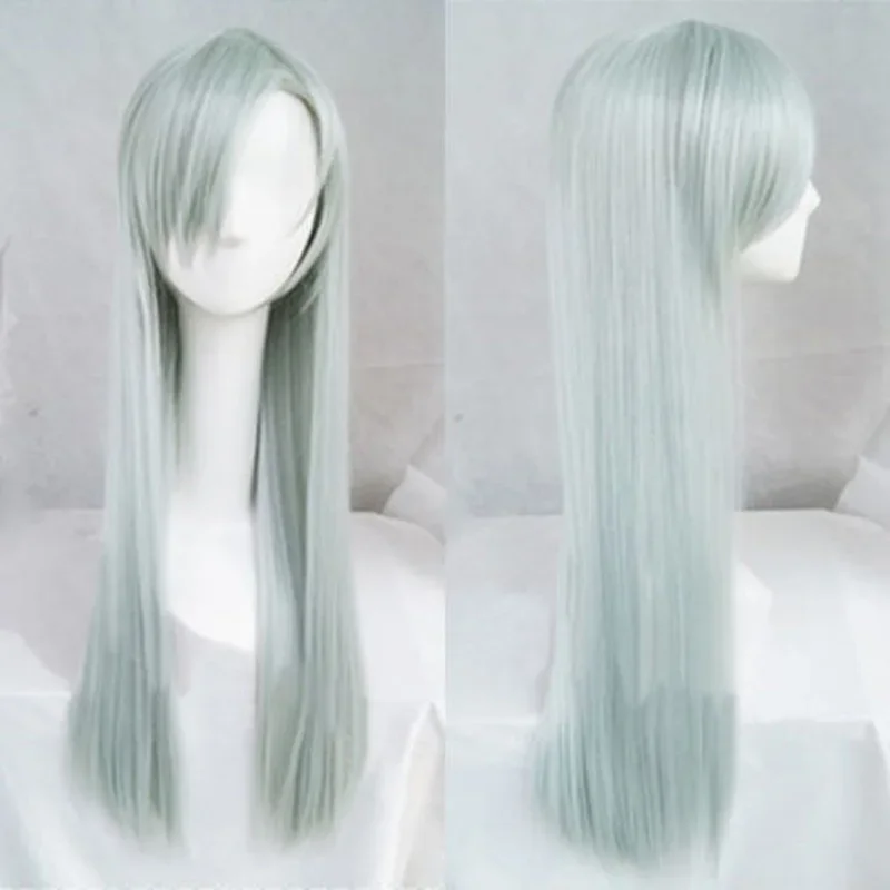 The Seven Deadly Sins Cosplay Wigs Elizabeth Liones Wigs Long Light Gray Green Synthetic Hair Perucas Cosplay Wig   Wig Cap