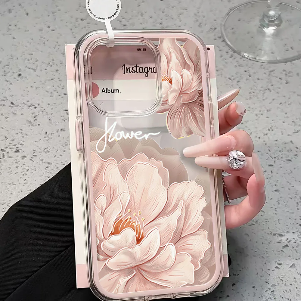Coque de téléphone transparente élégante à motifs floraux pour iPhone 17 13 16 15 11 12 14 Pro Max 17 Air XR X, en silicone 2-en-1 antichoc et souple
