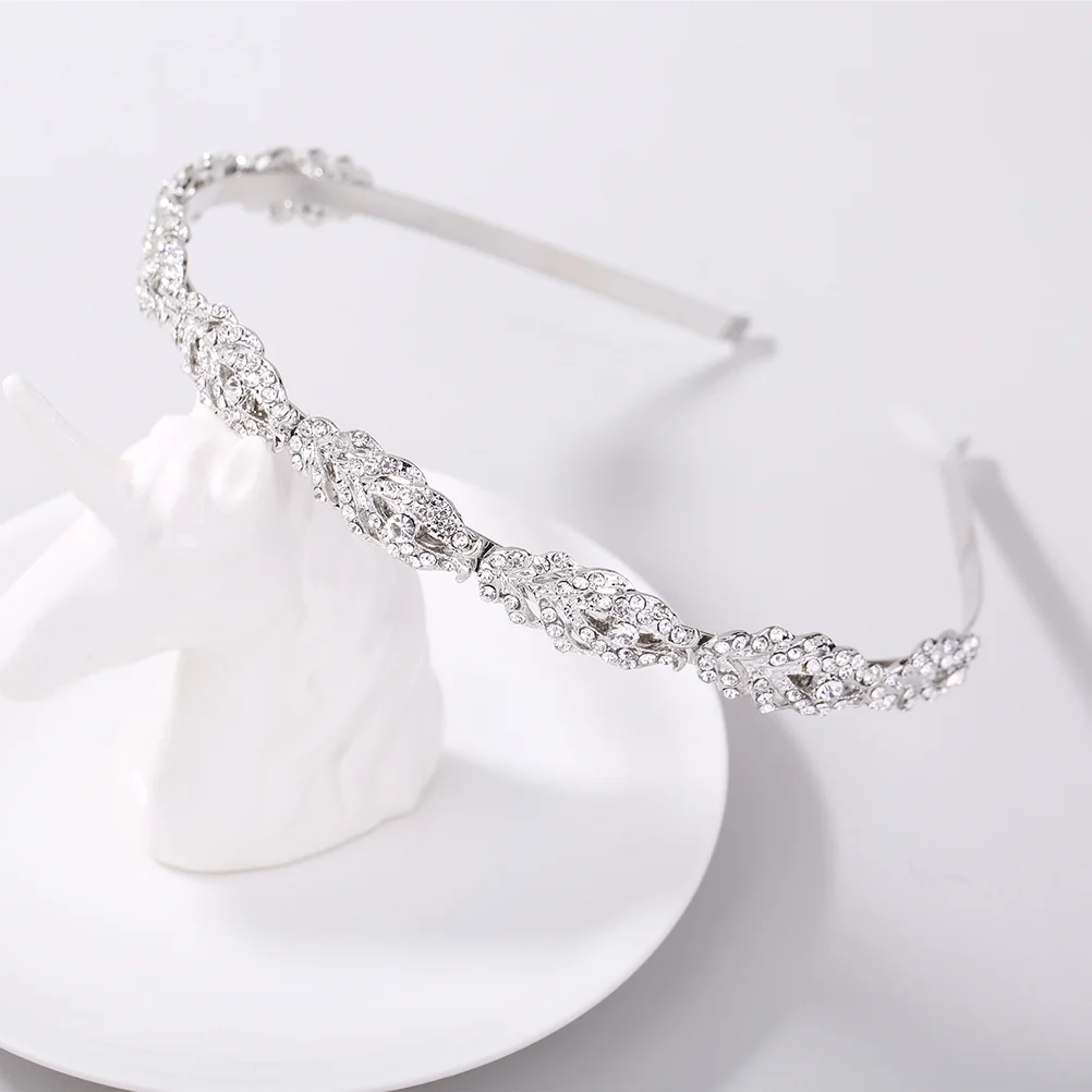 

Silver Rhinestone Water Drill Crown Bridal Headband Elegant Wedding Hair Hoop Party Photography Crystal Hair Jewelry