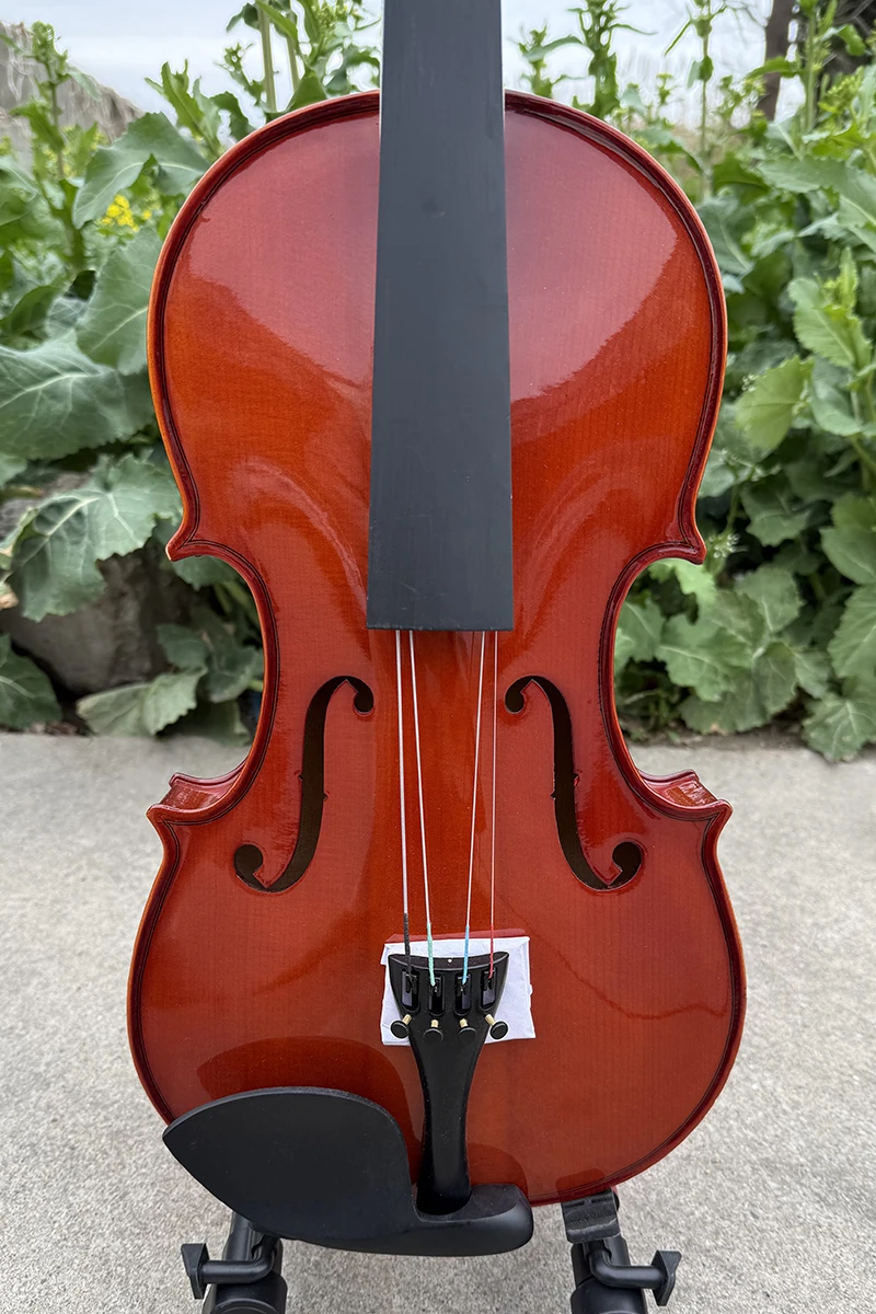Musical Instrument Viola - オールソリッドハンドメイドビオラ レッドブラウンスプレーラッカー仕上げ ケースと弓付き 4弦楽器
