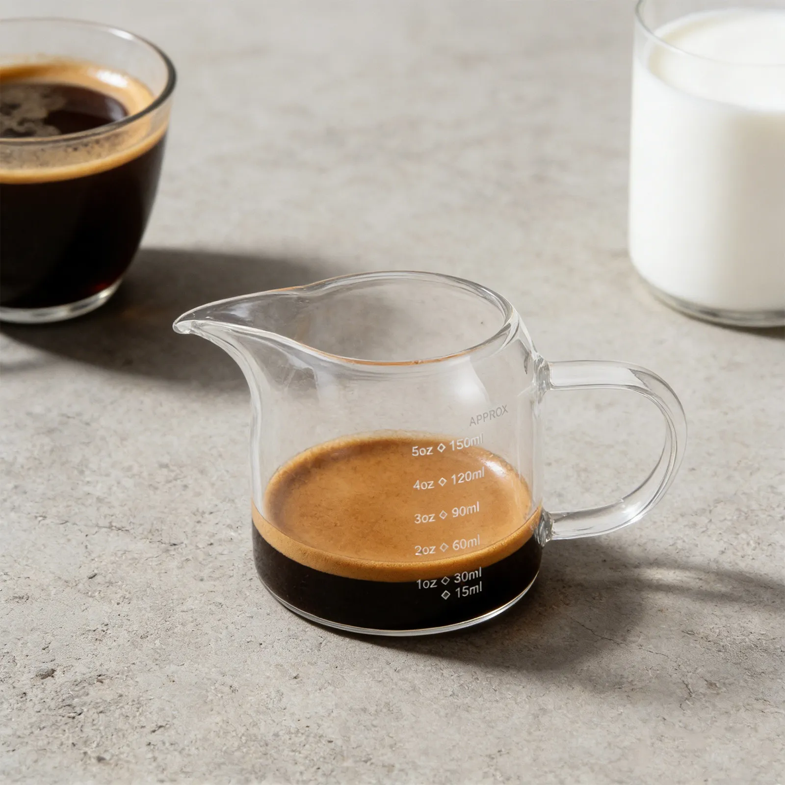 Glass Measuring Cup 150Ml 5Oz Espresso Shot Cup Clear Graduated Coffee Bar Accessory Portable Heat Resistant Milk Frothing Latte