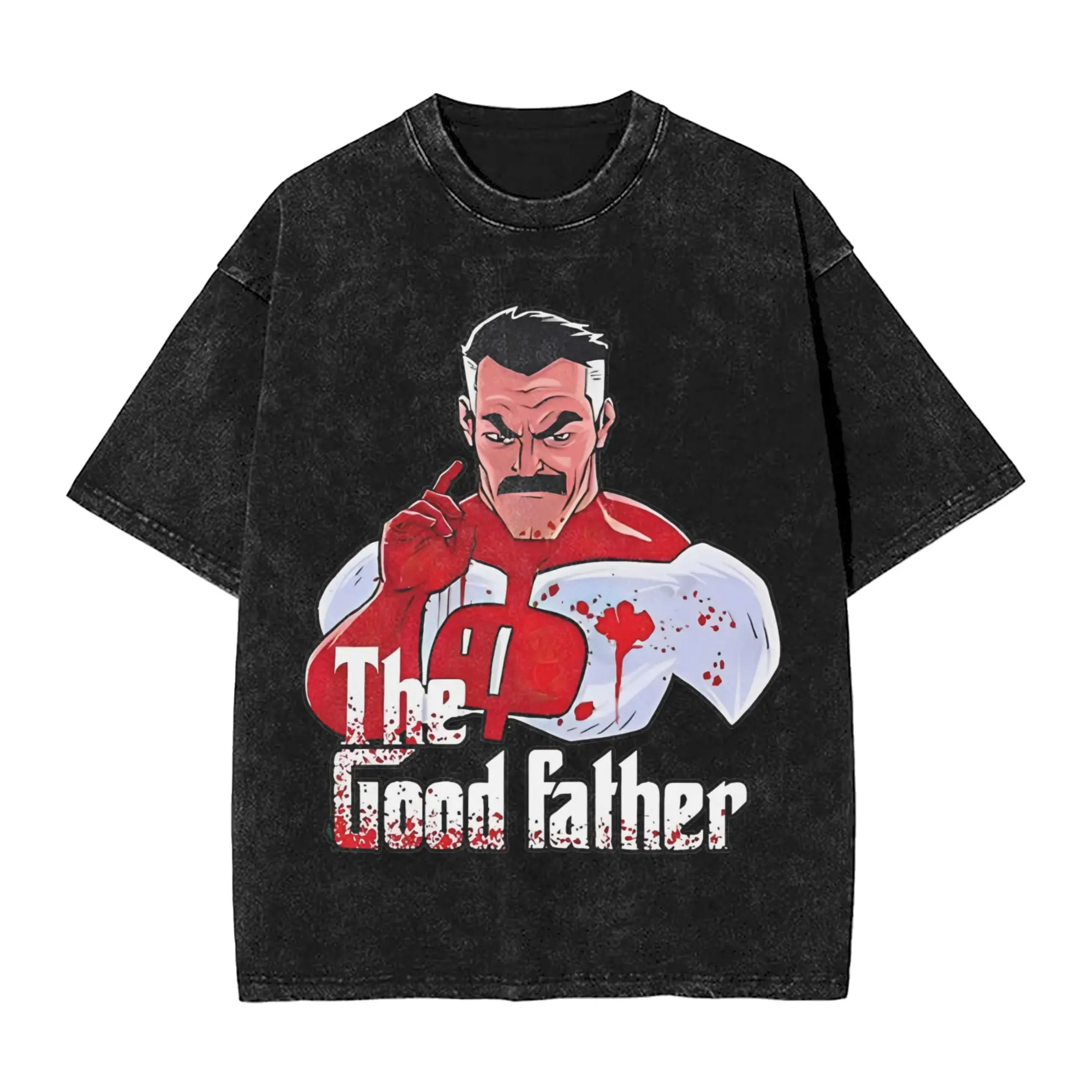 Invincible Omni-Man The Good Father T Shirts Washed Short Sleeve T-Shirt  Fashion for Men Women Tops Streetwear Summer Tops Tees