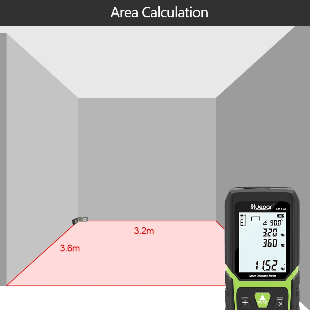 Huepar Laser Rangefinder Rechargeable Distance Meter 50M/100M/120M Measurement Tool With LCD Display Screen Digital Measure Tape