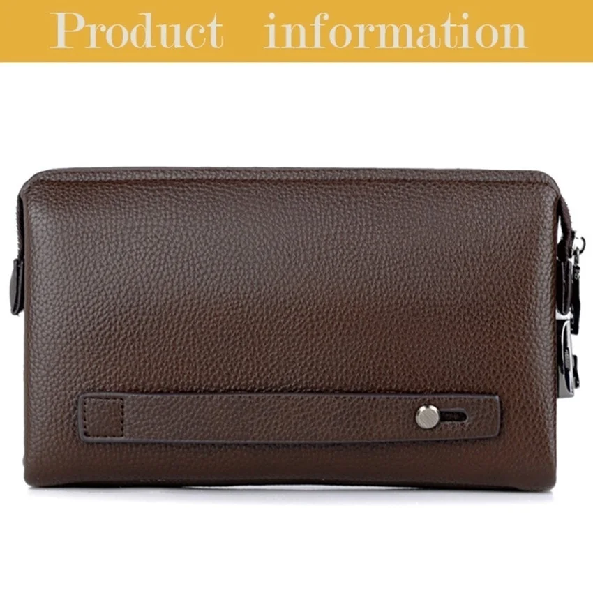 Fashion  Combination Lock Men's Clutch Wallet PU Leather Zipper Long Wallet Business Leisure Large Capacity Handbag
