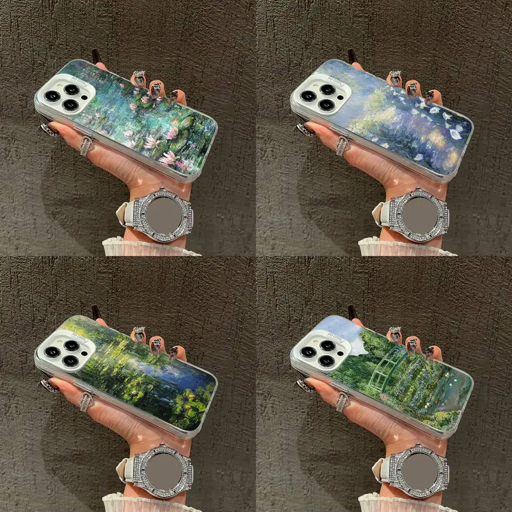 

C-Claude Monet Garden Paint Green Phone Case For iPhone 16,15,14,13,12,11,Mini,Pro,E,XS,SE4,MAX White IMD Box