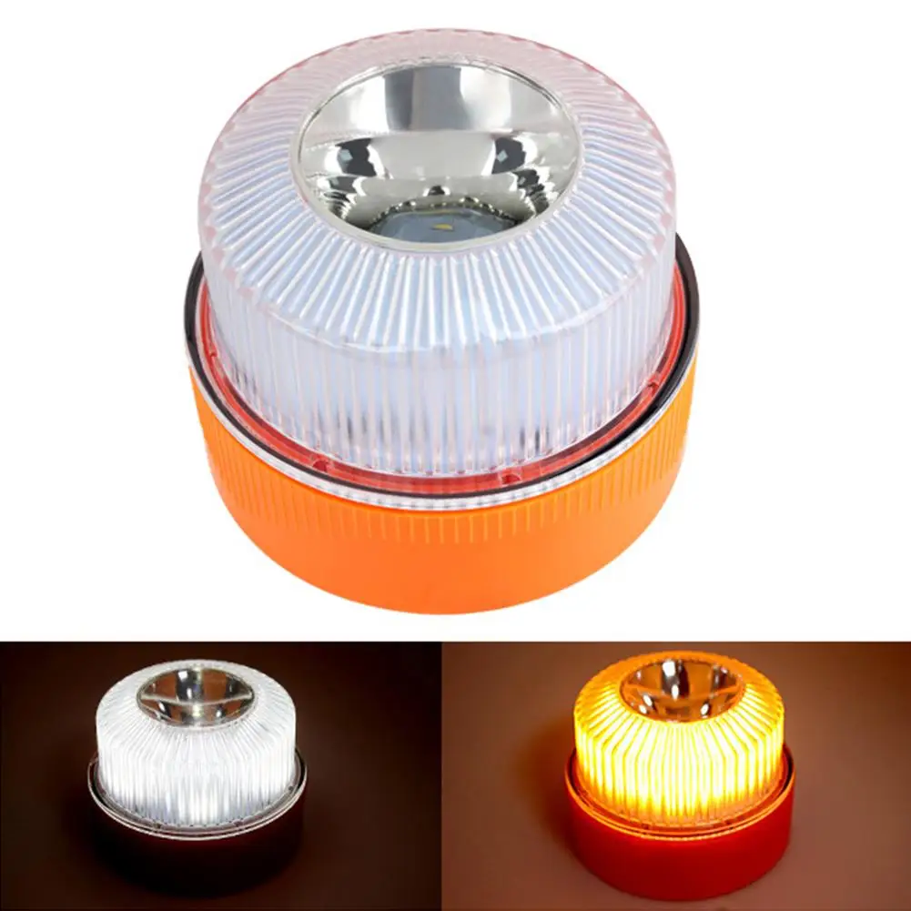 

V16 Flashing Light LED White Emergency Light Yellow Car Warning Light Traffic Flash with Battery Bottom Strong Magnetic