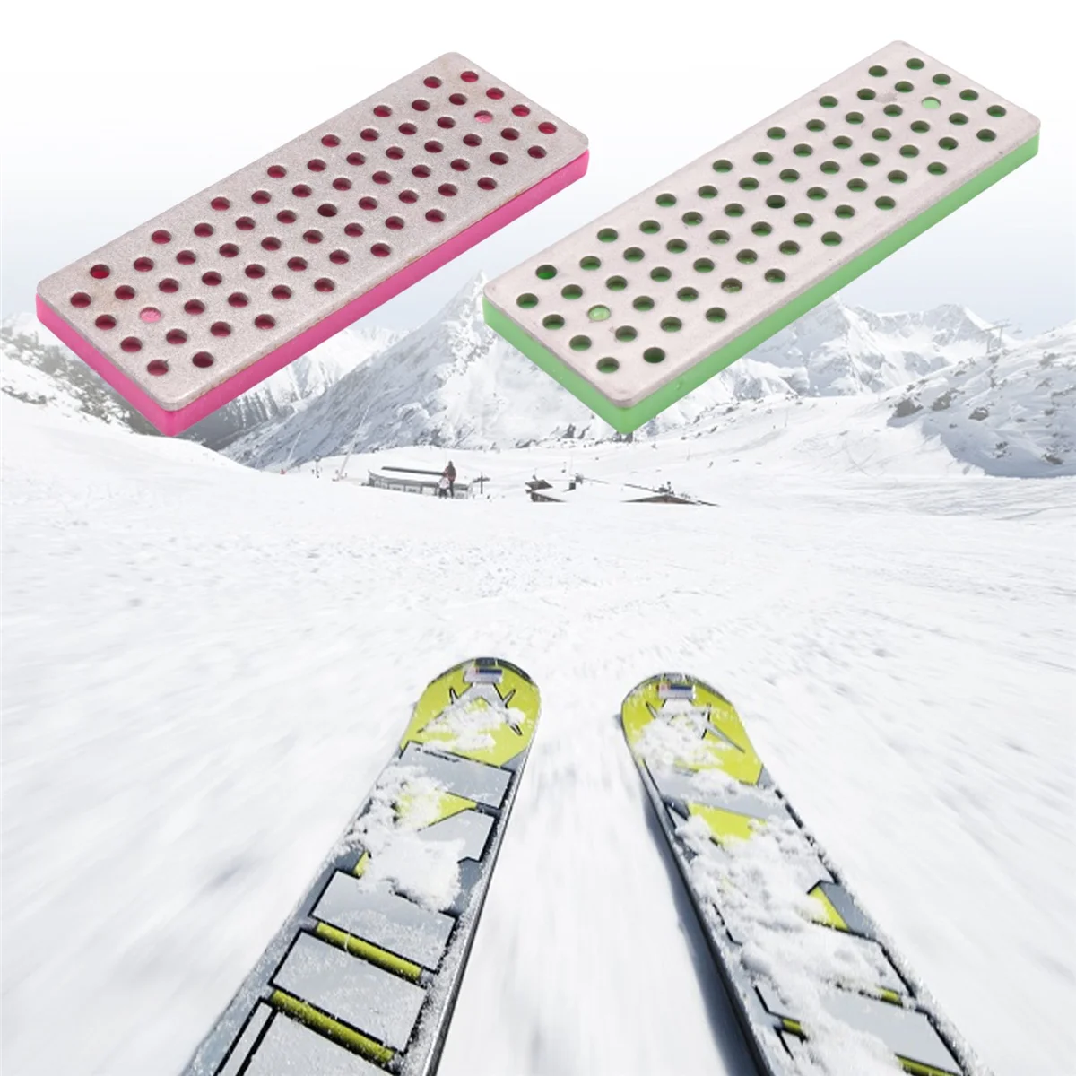 AA84 4 قطعة مجموعة الماس شحذ الحجر المحمولة للتزلج على الجليد على الجليد حواف التزلج التزلج اكسسوارات سكين مبراة