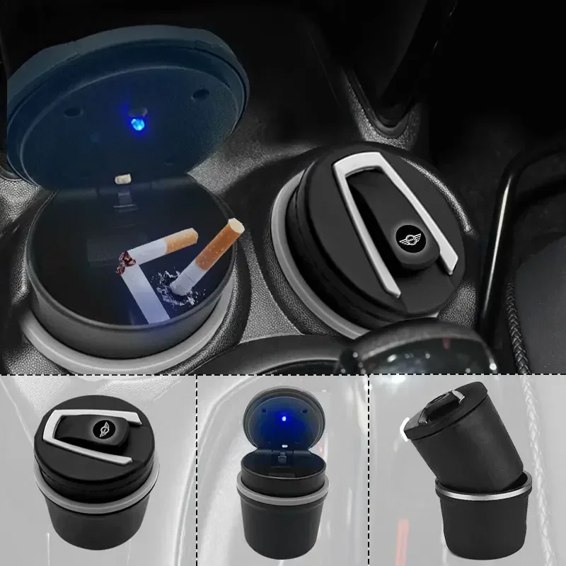 Car Ashtrays Portable Car Auto LED Light Cigarette Cigar Ash Cylinder For MINI F54 F55 F56 R56 R60 SONE Roadster Clubman Coupe