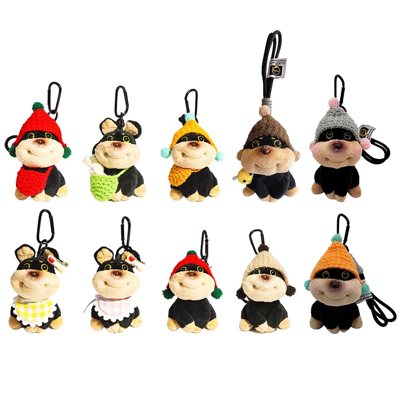 Cute Bee Puppy Plush Toy Keychain Cartoon Dog Soft Stuffed Doll Pendant Car Key Ring Backpack Bag Decor Kid Gift