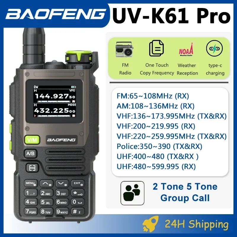 Baofeng K61 PRO Walkie Talkie Multi Band Wireless Copy Frequency NOAA Upgraded of UV-K6 Ham Radio Long Range Communication Radio
