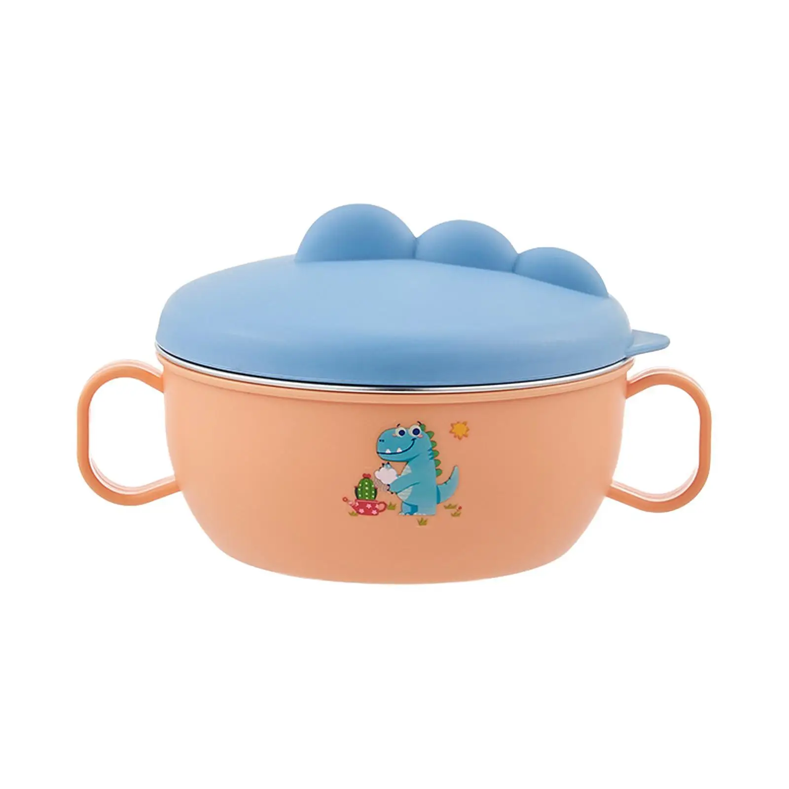 Children Food Bowls Insulation Rice Bowl Stainless Steel Utensils with Lid Handle Food Serving Bowl First Stage Baby Bowls