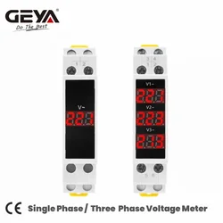 GEYA Din Rail Digital Voltmeter Single PhaseThree Phase Voltage Meter LED Display 80-500VAC Volt Tester