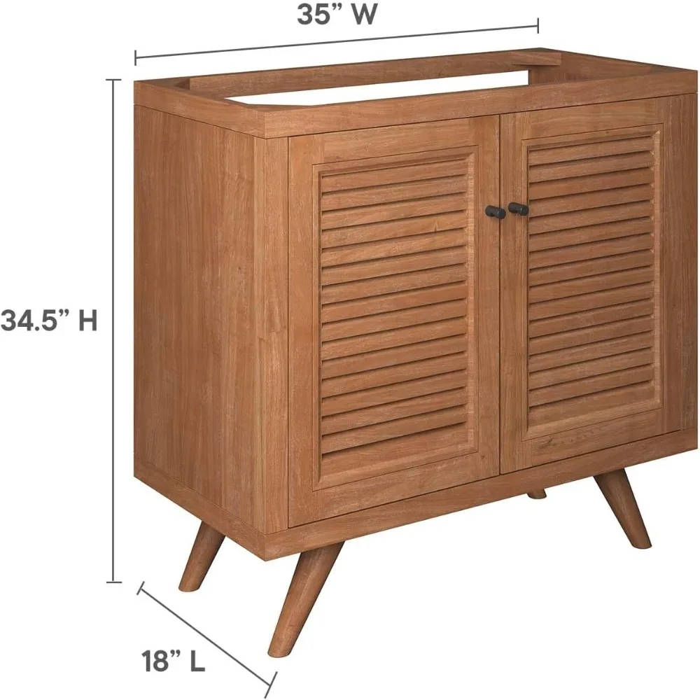 خزانة حمام من خشب الساج مقاس 36 بوصة مع لمسة نهائية طبيعية، حوض حوض غير متضمن #3