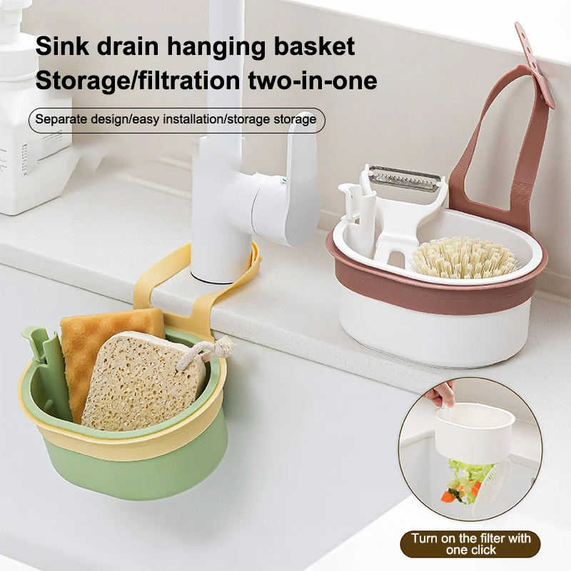 

CCA83-2in1 Sink Hanging Strainer Basket Openable Bottom Cover Detachable Kitchen Garbage Filter Multifunctional Quickly Drain