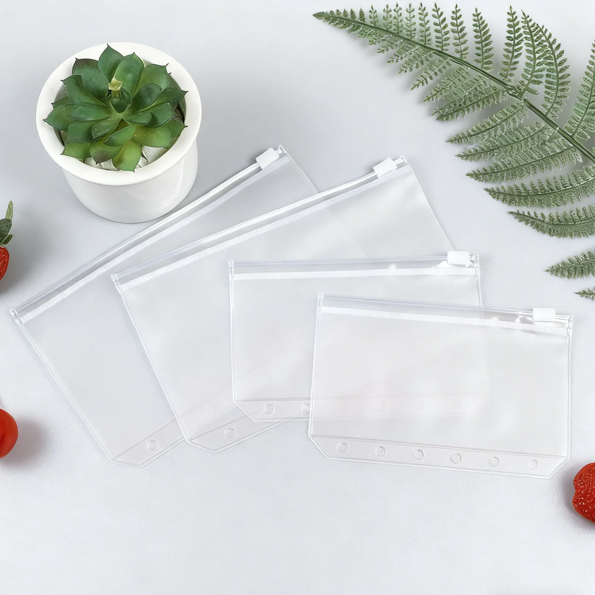 A5/A6 Zipper Binder Pockets 10 Pack, 6-Hole Frosted Transparent PVC Loose Leaf Bags, Cash Budget Envelopes Savings Challenge Bin