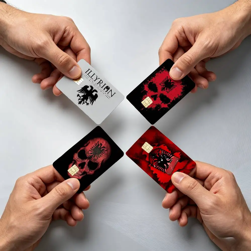 Albania Albanians Flag 4Pcs!Fade-Resistant, Wear-Resistant, Scratch-Resistant  Bank Card Sticker (Debit Card)