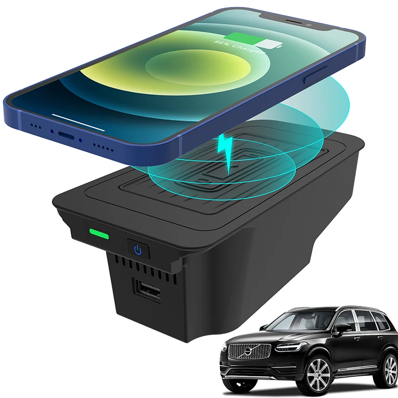 

Wireless Charger for Volvo XC90 S90 V90 XC60 V60 S60 2017-2024, Wireless Phone Charging Pad for Volvo Accessories 2018 2019 2020