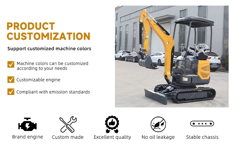 Kostenloser Versand 1,8-Tonnen-Minibagger mit Euro 5 CE EPA-Motor, Landwirtschaftlicher Raupenbagger, Kompakter Neuer Dieselbagger – Detail 3