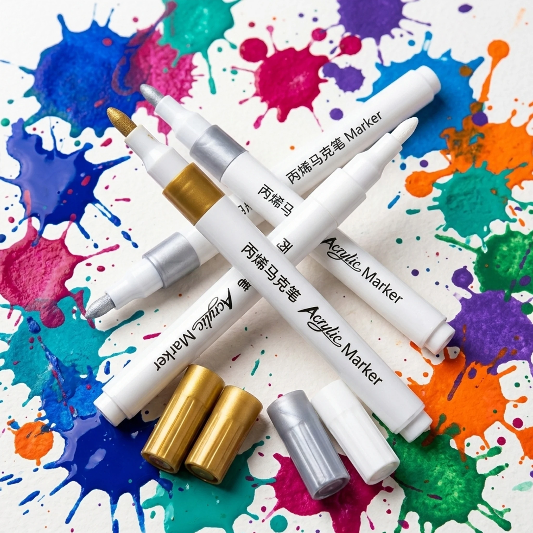 

Acrylic Marker Permanent Pen Art Supplies for Black Paper Tire Stone Metal Plastic Painting for Artists Beginners