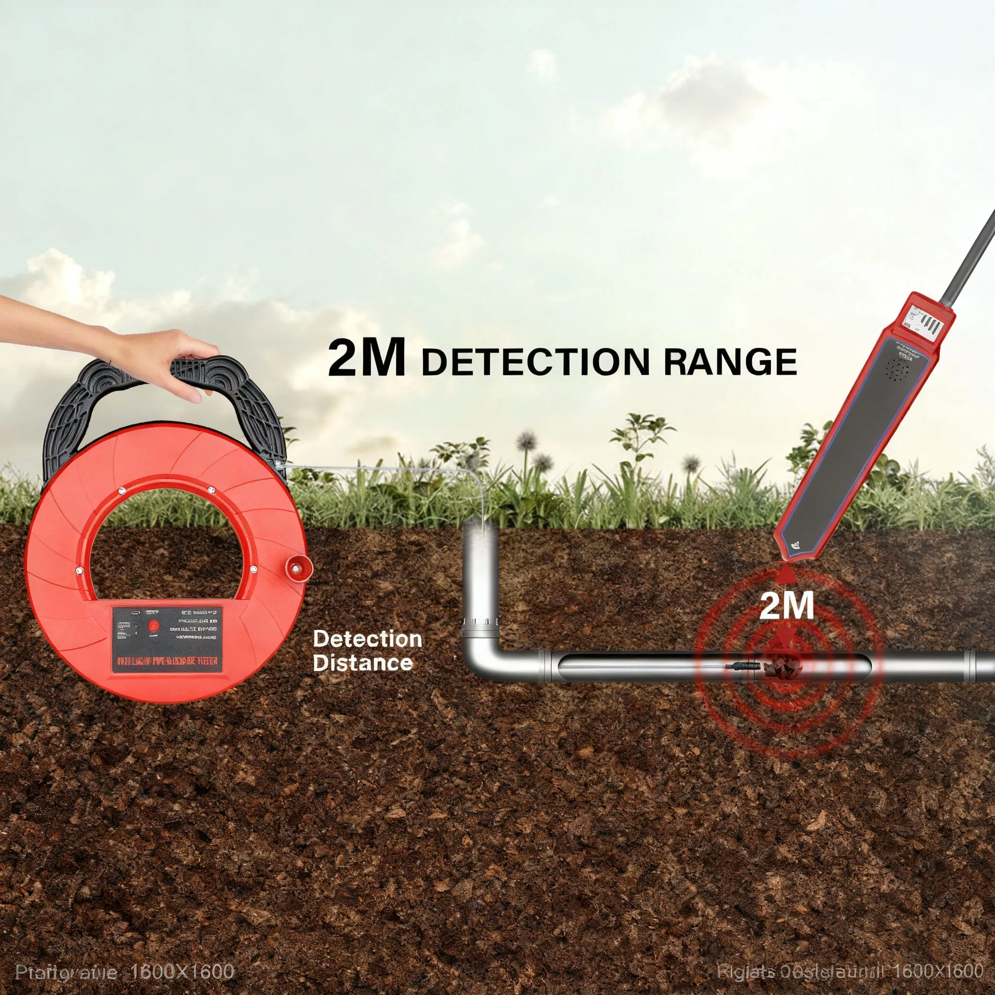 كاشف وتحديد موقع خطوط الأنابيب الذكية - جهاز استقبال 512 هرتز، تحديد موقع دقيق، مبيت ABS، أنابيب قابلة للكشف لفحص الأنابيب #6