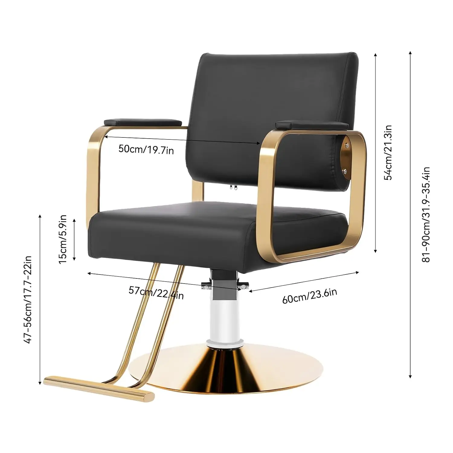 Salon Barber Chair 360° Rotatable PU Cushion Beige White Silver, Customized