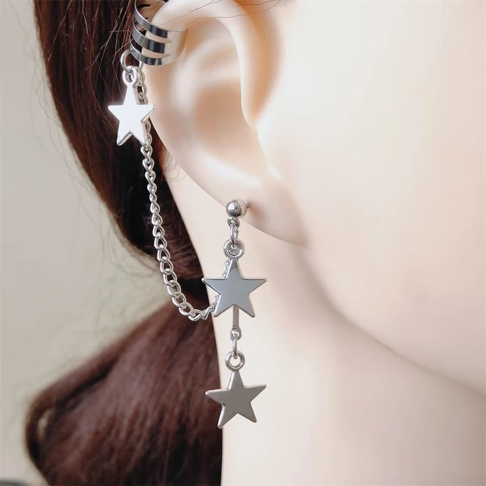 Korean Fashion Star Clip Earrings Women and Men Creative Simplicity C Earmuffs Non Perforated Earclip Set Fashion Jewelry Gifts