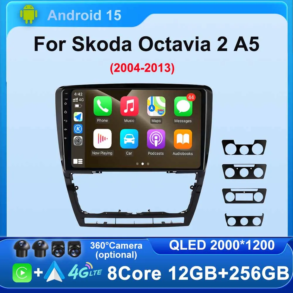 10 '' for Skoda Octavia 2 A5 2004 - 2013 Car Multimedia Radio Video Player Android OS BT GPS Navi QLED Touch Screen Accessories